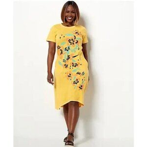 LOGO Limitees by Lori Goldstein Petite Graphic Midi Dress Banana Petite Small
